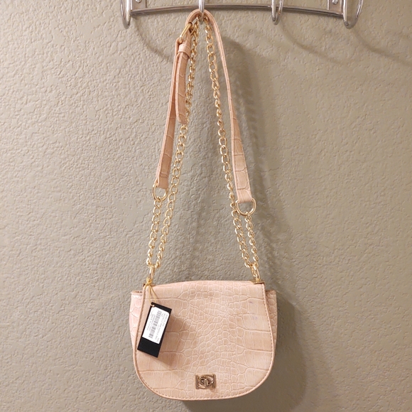 Bebe NWT Michelle Croc Embossed Style Saddle Bag - Picture 2 of 10